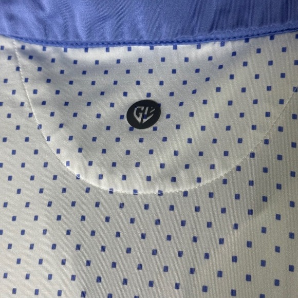Graham Luxe Mens XL Golf Polo Shirt Blue Dot Pattern‎ Short Sleeve - Picture 4 of 8